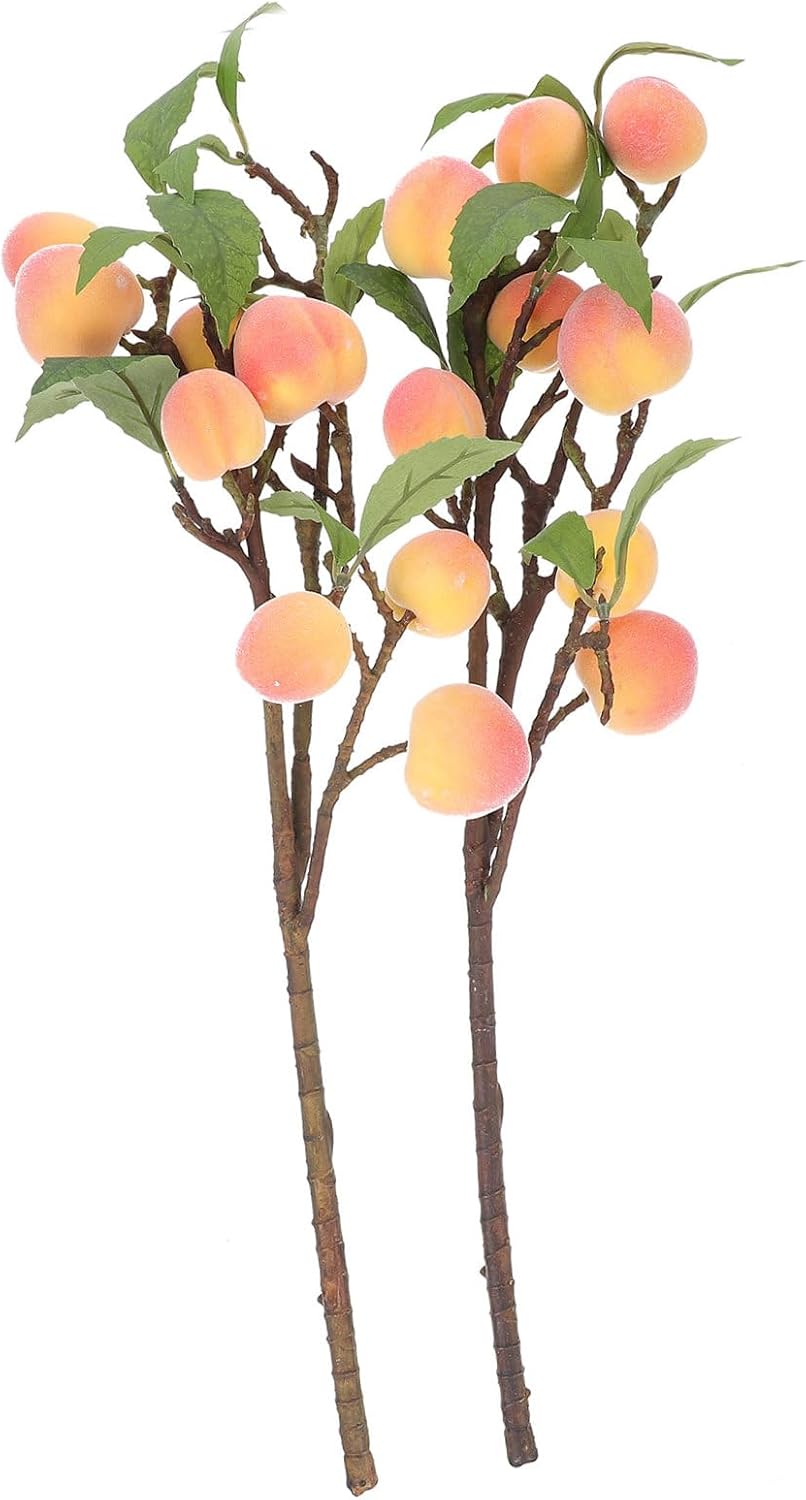 2pcs Artificial Fruit Branches Xmas Peach Tree Fake Pink Home Decor