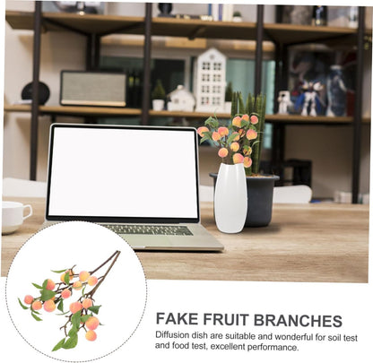 2pcs Artificial Fruit Branches Xmas Peach Tree Fake Pink Home Decor