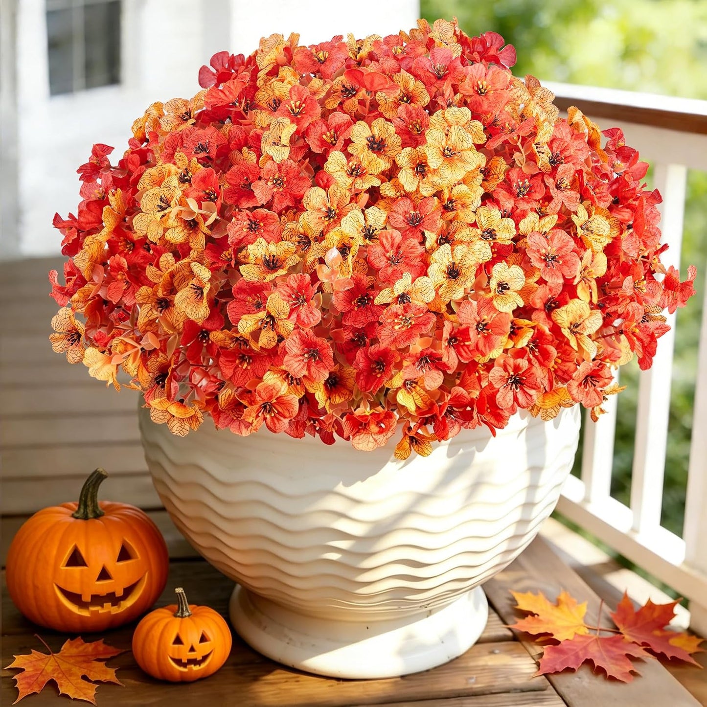 Artificial Flowers for Outdoors Fake Silk Faux Plant 4 Hues 12 Pcs | Outdoors, UV Resistant, Indoor, Outside, Bendable, Adjustable Stems, Look Real, Cemetry, Decoration, Patio, Planter, Pots