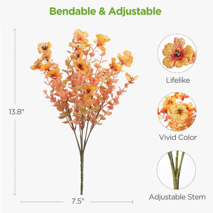 Artificial Flowers for Outdoors Fake Silk Faux Plant 4 Hues 12 Pcs | Outdoors, UV Resistant, Indoor, Outside, Bendable, Adjustable Stems, Look Real, Cemetry, Decoration, Patio, Planter, Pots