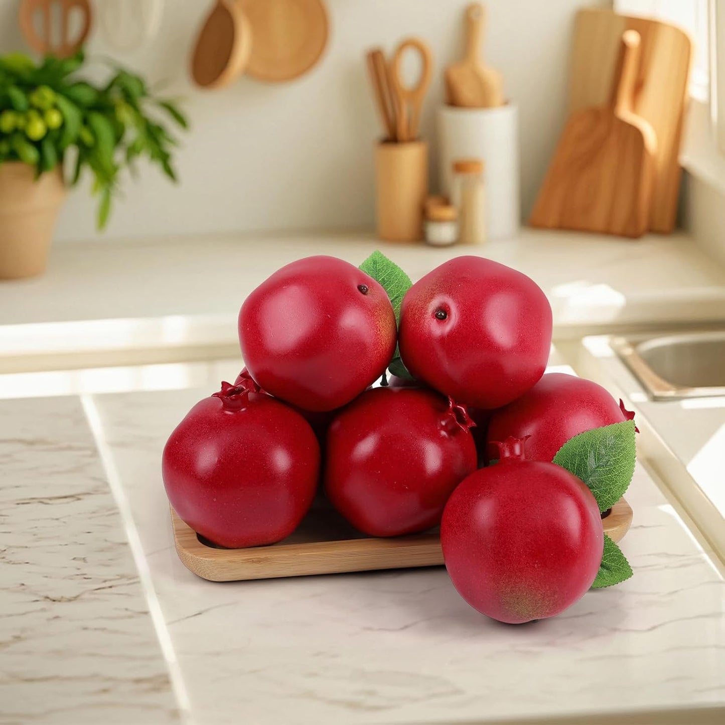 6pcs High Grade Fake Peach Decoration Artificial Realistic Fruit Model for Home Party Holiday Festival Christmas Display