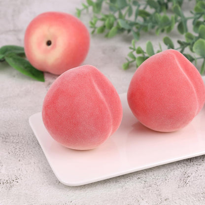 6pcs High Grade Fake Peach Decoration Artificial Realistic Fruit Model for Home Party Holiday Festival Christmas Display