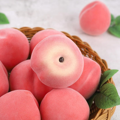 6pcs High Grade Fake Peach Decoration Artificial Realistic Fruit Model for Home Party Holiday Festival Christmas Display