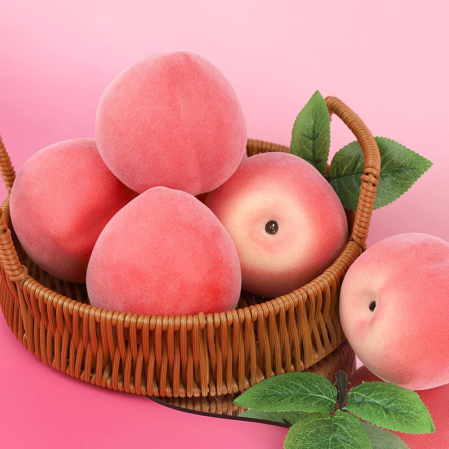 6pcs High Grade Fake Peach Decoration Artificial Realistic Fruit Model for Home Party Holiday Festival Christmas Display