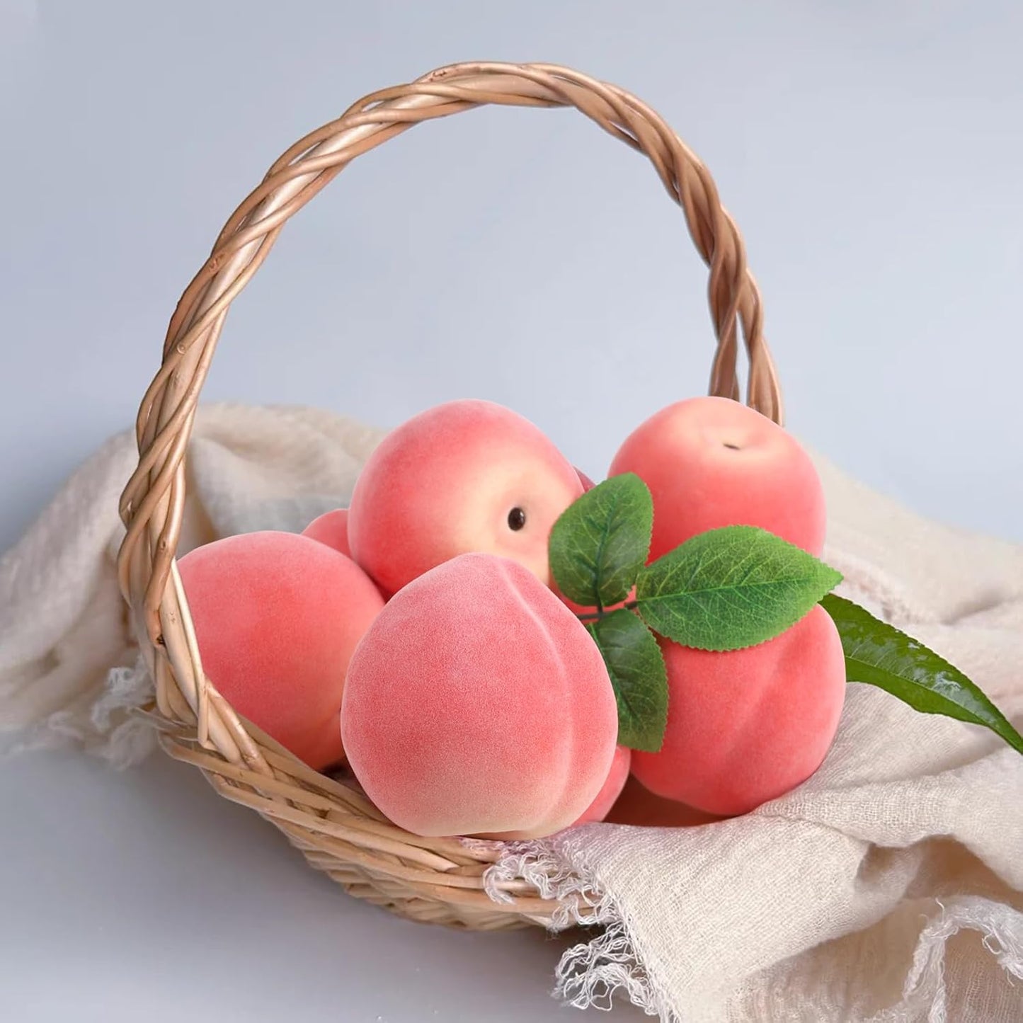 6pcs High Grade Fake Peach Decoration Artificial Realistic Fruit Model for Home Party Holiday Festival Christmas Display