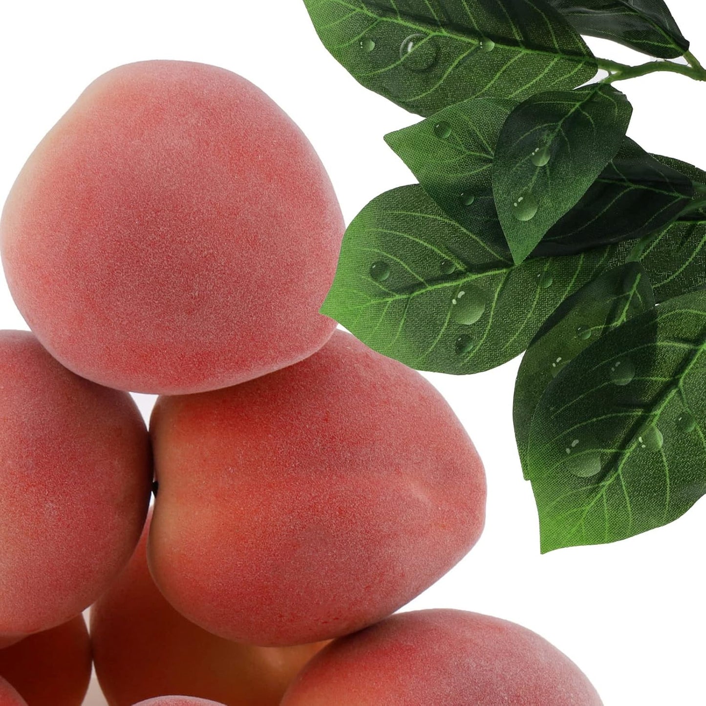 6pcs High Grade Fake Peach Decoration Artificial Realistic Fruit Model for Home Party Holiday Festival Christmas Display