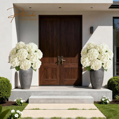 1 Bunch 21in Real Touch Hydrangea Artificial Flowers with 5pcs Flower Head 10pcs Leaves Faux Hydrangea Flowers for Home Office Decor Wedding Party Arrangements (White, 1 Bunch)