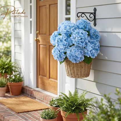1 Bunch 21in Real Touch Hydrangea Artificial Flowers with 5pcs Flower Head 10pcs Leaves Faux Hydrangea Flowers for Home Office Decor Wedding Party Arrangements (White, 1 Bunch)