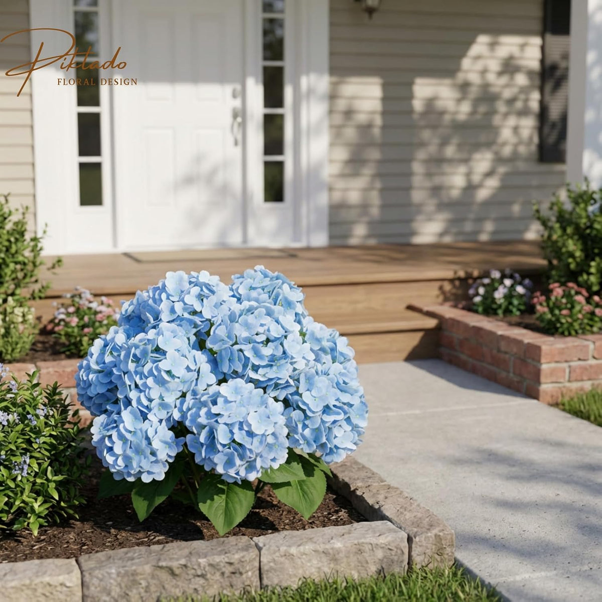 1 Bunch 21in Real Touch Hydrangea Artificial Flowers with 5pcs Flower Head 10pcs Leaves Faux Hydrangea Flowers for Home Office Decor Wedding Party Arrangements (White, 1 Bunch)