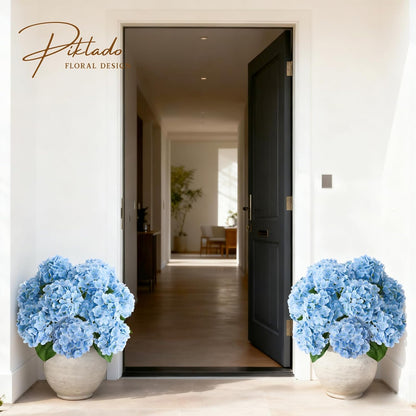 1 Bunch 21in Real Touch Hydrangea Artificial Flowers with 5pcs Flower Head 10pcs Leaves Faux Hydrangea Flowers for Home Office Decor Wedding Party Arrangements (White, 1 Bunch)