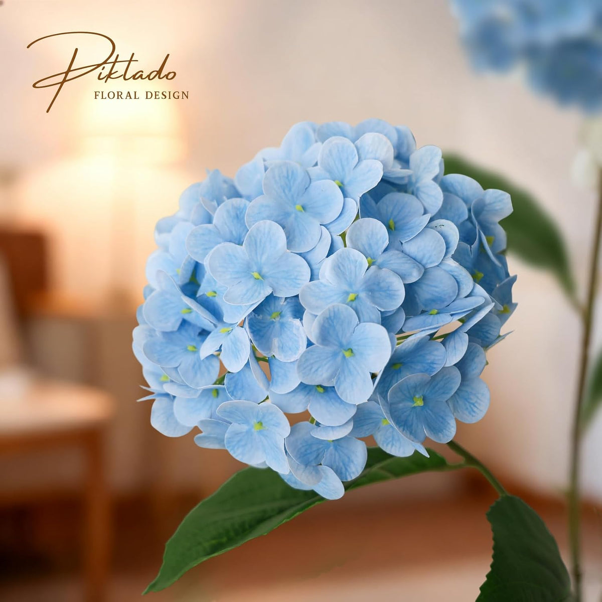 1 Bunch 21in Real Touch Hydrangea Artificial Flowers with 5pcs Flower Head 10pcs Leaves Faux Hydrangea Flowers for Home Office Decor Wedding Party Arrangements (White, 1 Bunch)