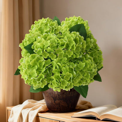 1 Bunch 21in Real Touch Hydrangea Artificial Flowers with 5pcs Flower Head 10pcs Leaves Faux Hydrangea Flowers for Home Office Decor Wedding Party Arrangements (White, 1 Bunch)