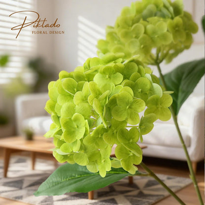 1 Bunch 21in Real Touch Hydrangea Artificial Flowers with 5pcs Flower Head 10pcs Leaves Faux Hydrangea Flowers for Home Office Decor Wedding Party Arrangements (White, 1 Bunch)