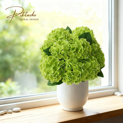 1 Bunch 21in Real Touch Hydrangea Artificial Flowers with 5pcs Flower Head 10pcs Leaves Faux Hydrangea Flowers for Home Office Decor Wedding Party Arrangements (White, 1 Bunch)