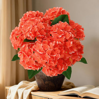 1 Bunch 21in Real Touch Hydrangea Artificial Flowers with 5pcs Flower Head 10pcs Leaves Faux Hydrangea Flowers for Home Office Decor Wedding Party Arrangements (White, 1 Bunch)