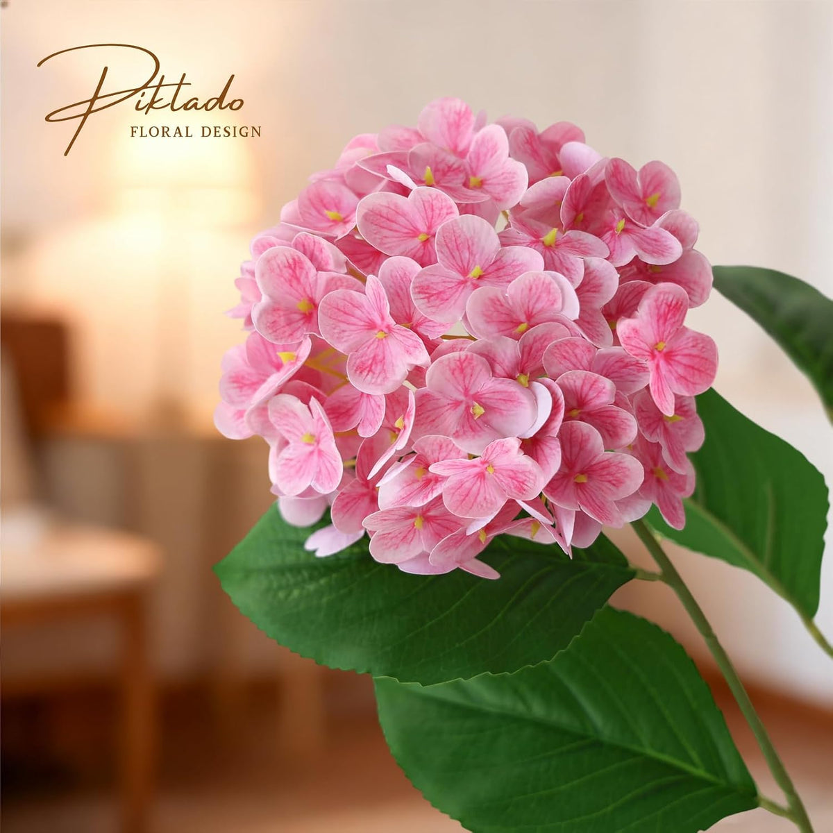1 Bunch 21in Real Touch Hydrangea Artificial Flowers with 5pcs Flower Head 10pcs Leaves Faux Hydrangea Flowers for Home Office Decor Wedding Party Arrangements (White, 1 Bunch)