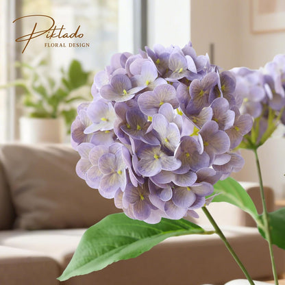 1 Bunch 21in Real Touch Hydrangea Artificial Flowers with 5pcs Flower Head 10pcs Leaves Faux Hydrangea Flowers for Home Office Decor Wedding Party Arrangements (White, 1 Bunch)