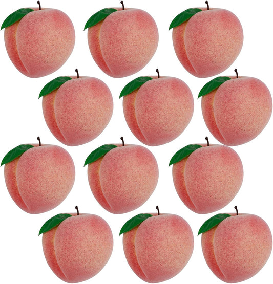 12pcs Artificial Peach Simulation Fruit for Home Kitchen Table Cabinet Party Décor Photography Props Food