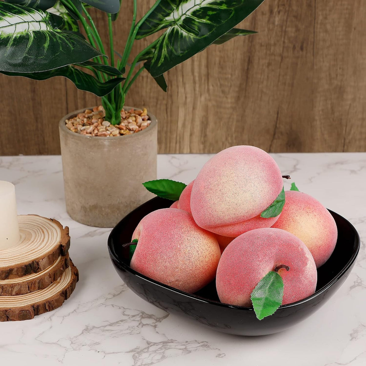 12pcs Artificial Peach Simulation Fruit for Home Kitchen Table Cabinet Party Décor Photography Props Food