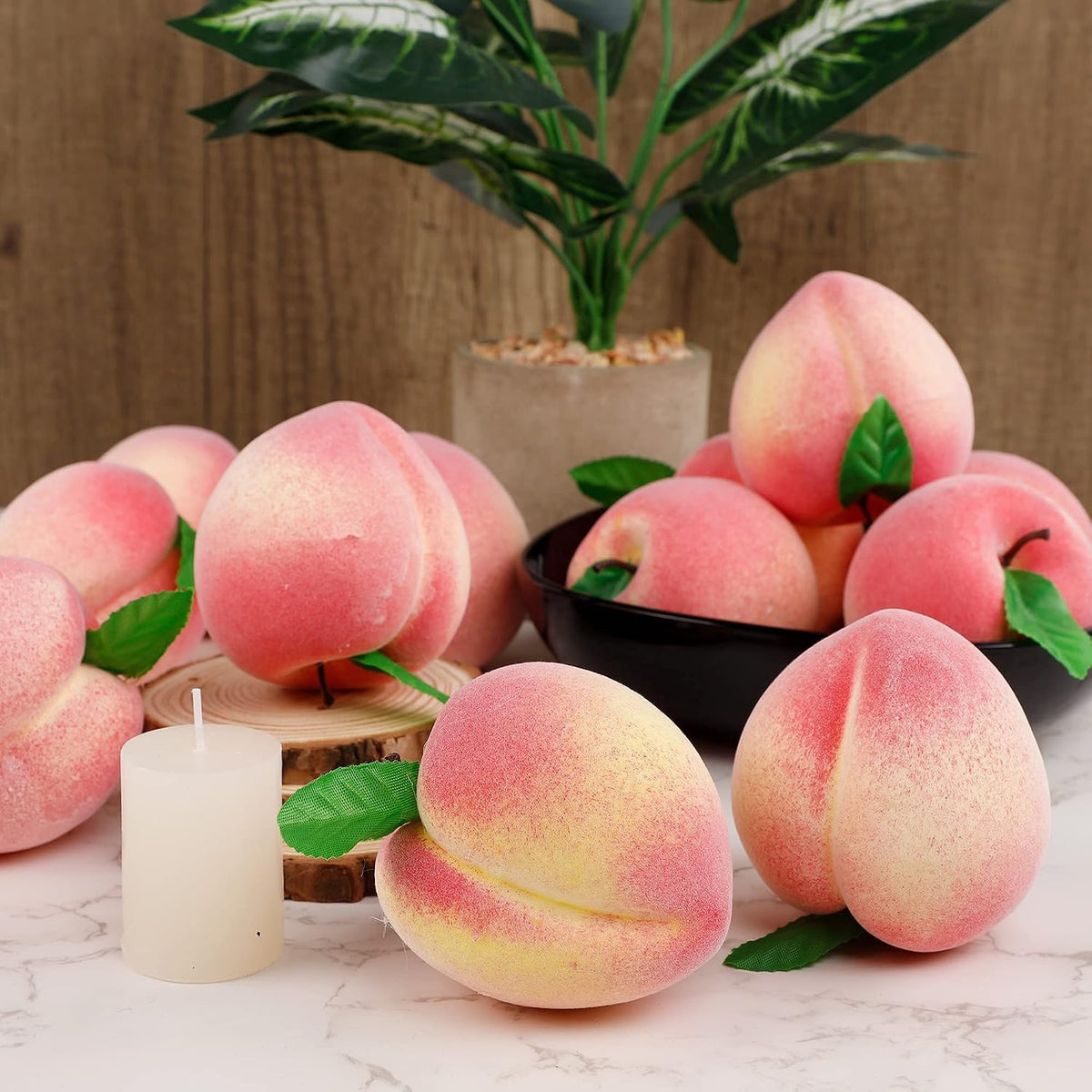 12pcs Artificial Peach Simulation Fruit for Home Kitchen Table Cabinet Party Décor Photography Props Food