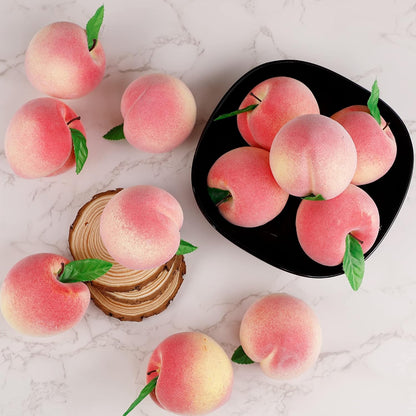 12pcs Artificial Peach Simulation Fruit for Home Kitchen Table Cabinet Party Décor Photography Props Food