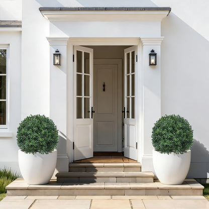 Grooy Artificial 2 Pack Boxwood Topiary Plant with Ground Spike for Outdoor