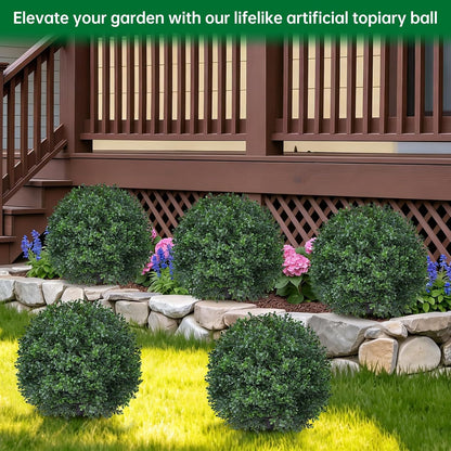 Grooy Artificial 2 Pack Boxwood Topiary Plant with Ground Spike for Outdoor