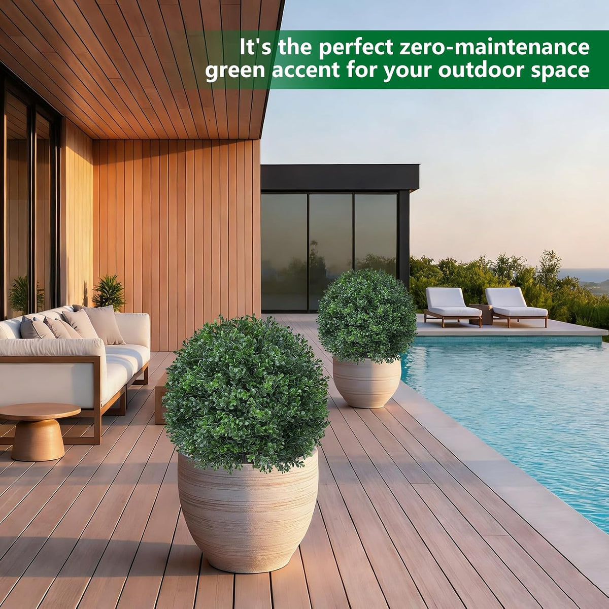 Grooy Artificial 2 Pack Boxwood Topiary Plant with Ground Spike for Outdoor