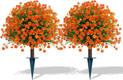 Grooy Artificial 2 Pack Boxwood Topiary Plant with Ground Spike for Outdoor