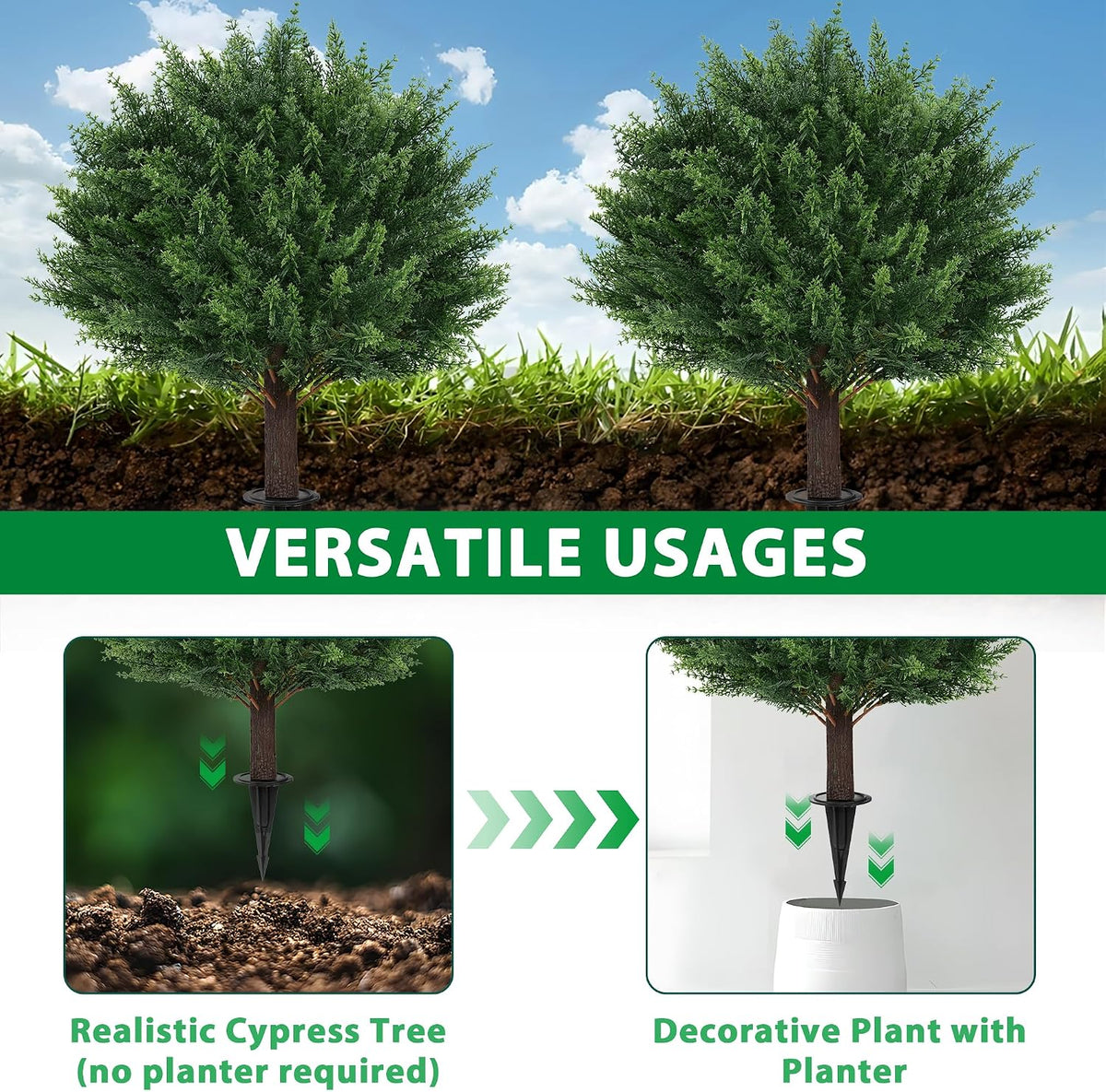 Grooy Artificial 2 Pack Boxwood Topiary Plant with Ground Spike for Outdoor