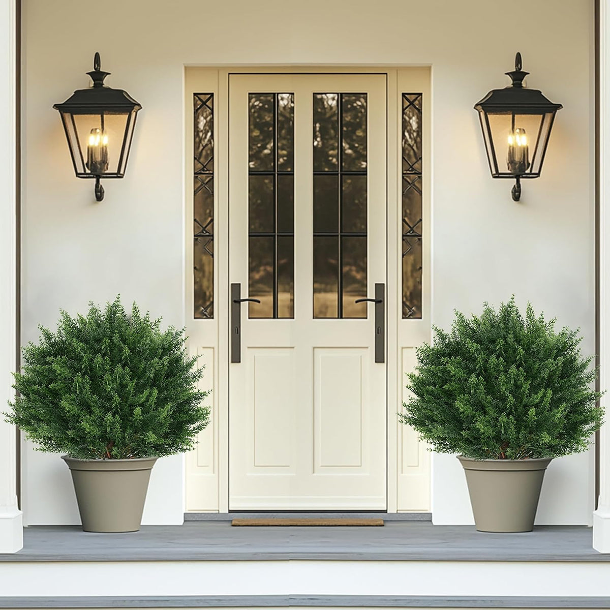Grooy Artificial 2 Pack Boxwood Topiary Plant with Ground Spike for Outdoor