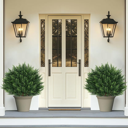 Grooy Artificial 2 Pack Boxwood Topiary Plant with Ground Spike for Outdoor