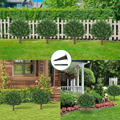 Grooy Artificial 2 Pack Boxwood Topiary Plant with Ground Spike for Outdoor
