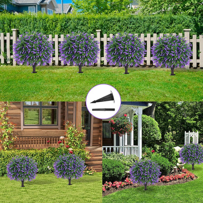 Grooy Artificial 2 Pack Boxwood Topiary Plant with Ground Spike for Outdoor