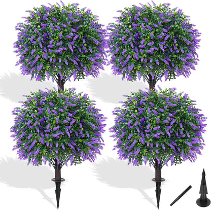 Grooy Artificial 2 Pack Boxwood Topiary Plant with Ground Spike for Outdoor