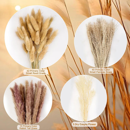 Pampas Grass Decor, Dried Flowers Bouquet for Boho Home Farmhouse Decor