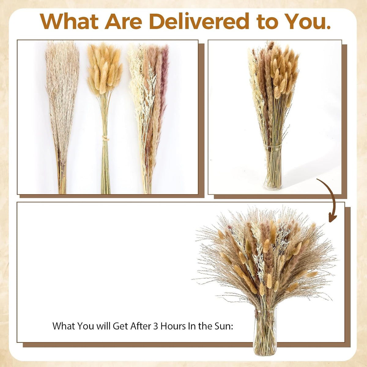 Pampas Grass Decor, Dried Flowers Bouquet for Boho Home Farmhouse Decor