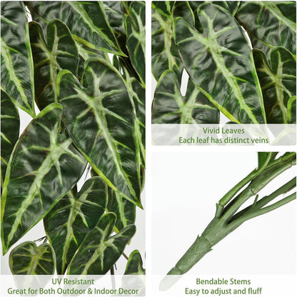 2 Packs UV Resistant Artificial Hanging Plants Outdoors & Indoors, 33" Large Fake Pothos Ivy Vines Plants Faux Hanging Greenery for Planter, Shelf, Window Box, Porch, Patio, Garden Decor