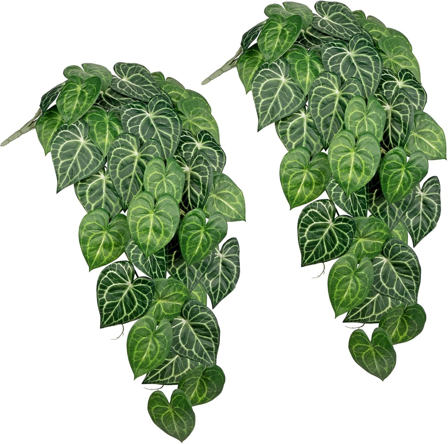 2 Packs UV Resistant Artificial Hanging Plants Outdoors & Indoors, 33" Large Fake Pothos Ivy Vines Plants Faux Hanging Greenery for Planter, Shelf, Window Box, Porch, Patio, Garden Decor