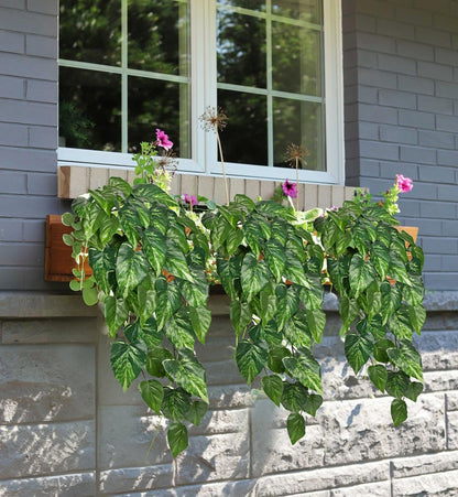 2 Packs UV Resistant Artificial Hanging Plants Outdoors & Indoors, 33" Large Fake Pothos Ivy Vines Plants Faux Hanging Greenery for Planter, Shelf, Window Box, Porch, Patio, Garden Decor