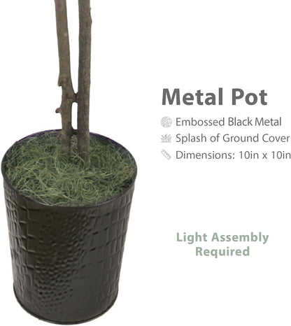 Artificial Tree 4ft Artificial Ficus Tree in Copper Metal Pot – Faux Indoor Plant with Real Wood Trunk, Fully Assembled for Living Room, Office & Entryway Décor
