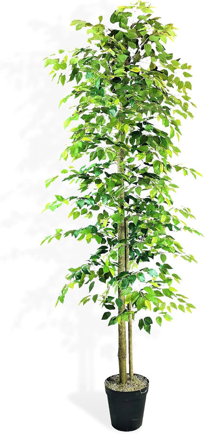 Artificial Tree 4ft Artificial Ficus Tree in Copper Metal Pot – Faux Indoor Plant with Real Wood Trunk, Fully Assembled for Living Room, Office & Entryway Décor
