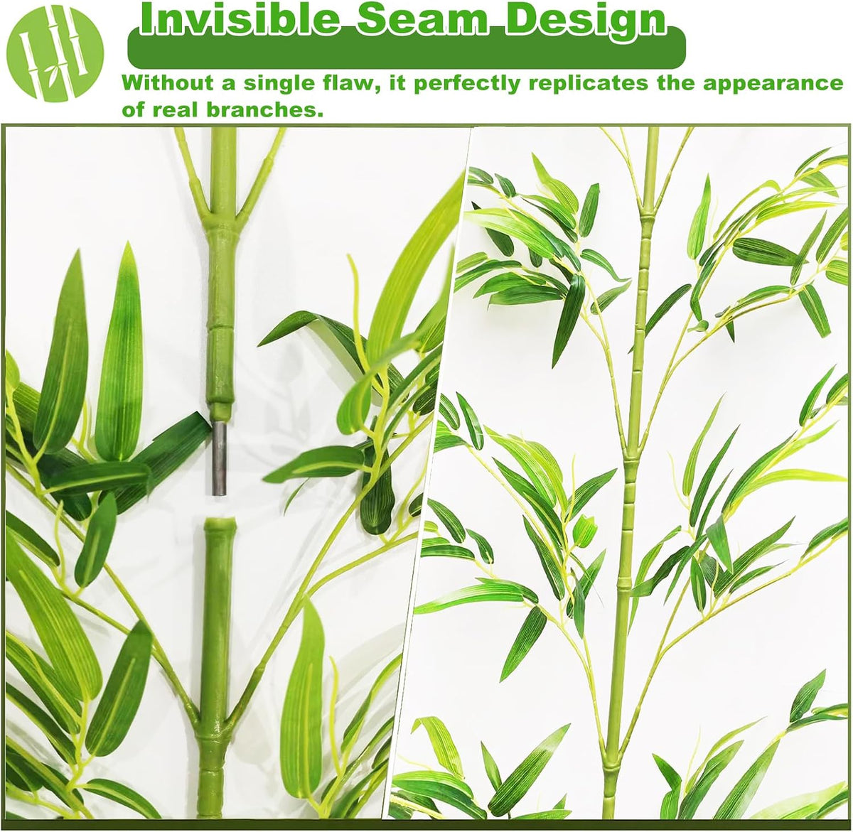 7/8ft Tall Artificial Bamboo Tree 10 Pack, Removable Faux Bamboo Outdoor with Encrypted Silk Leaves for Garden Fence Courtyard Entrance, Privacy Waterproof Fake Plants (7ft/213cm)
