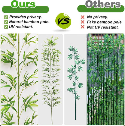 7/8ft Tall Artificial Bamboo Tree 10 Pack, Removable Faux Bamboo Outdoor with Encrypted Silk Leaves for Garden Fence Courtyard Entrance, Privacy Waterproof Fake Plants (7ft/213cm)