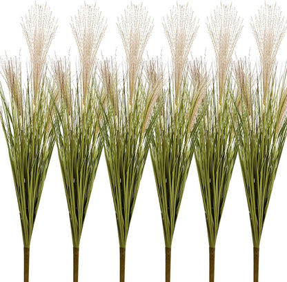 Artificial Plants 6PCS 27“ Fake Tall Onion Grass Faux Plant,Artificial Grass Greenery Shrubs Bushes for Garden Porch Window Box Shop Office Home Décor