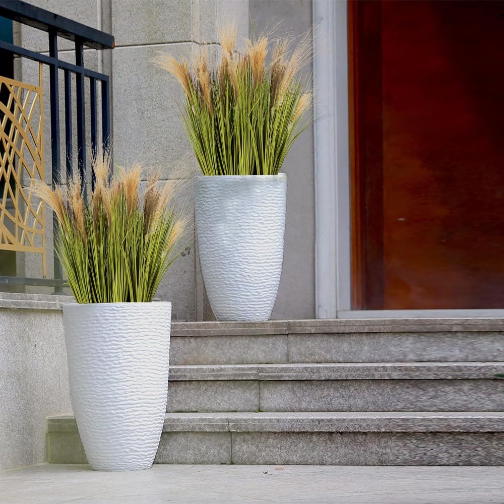 Artificial Plants 6PCS 27“ Fake Tall Onion Grass Faux Plant,Artificial Grass Greenery Shrubs Bushes for Garden Porch Window Box Shop Office Home Décor