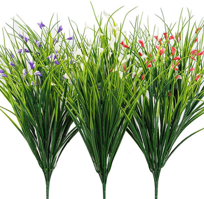 Artificial Plants 6PCS 27“ Fake Tall Onion Grass Faux Plant,Artificial Grass Greenery Shrubs Bushes for Garden Porch Window Box Shop Office Home Décor