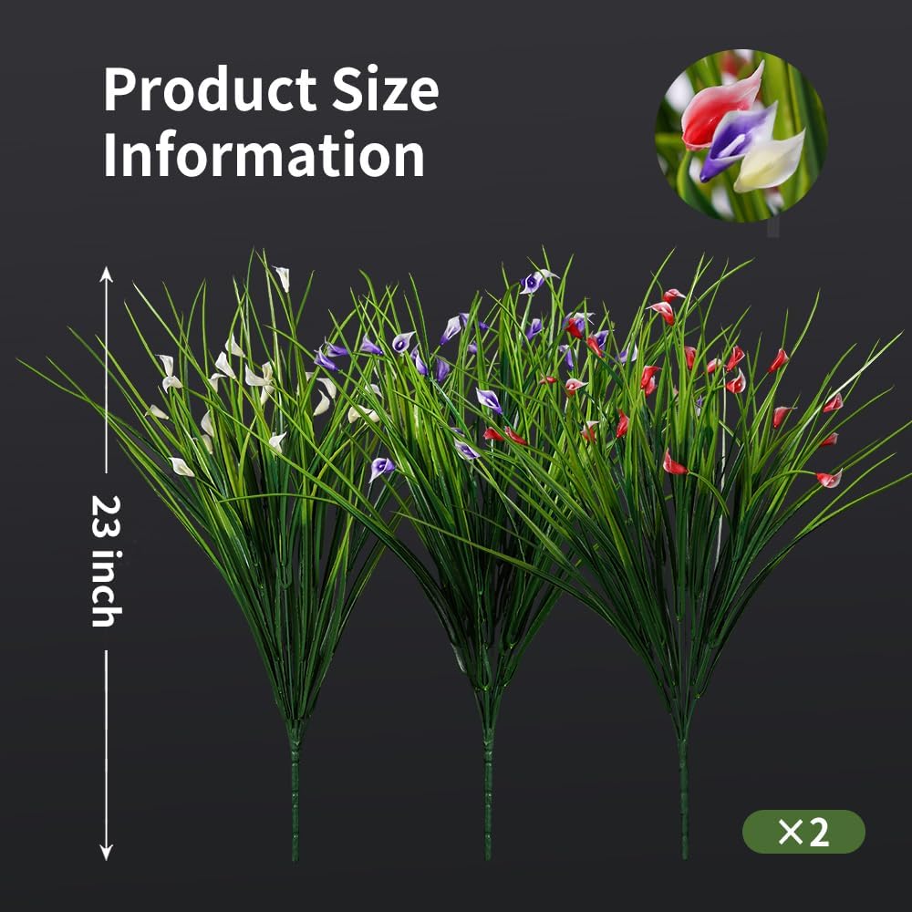 Artificial Plants 6PCS 27“ Fake Tall Onion Grass Faux Plant,Artificial Grass Greenery Shrubs Bushes for Garden Porch Window Box Shop Office Home Décor