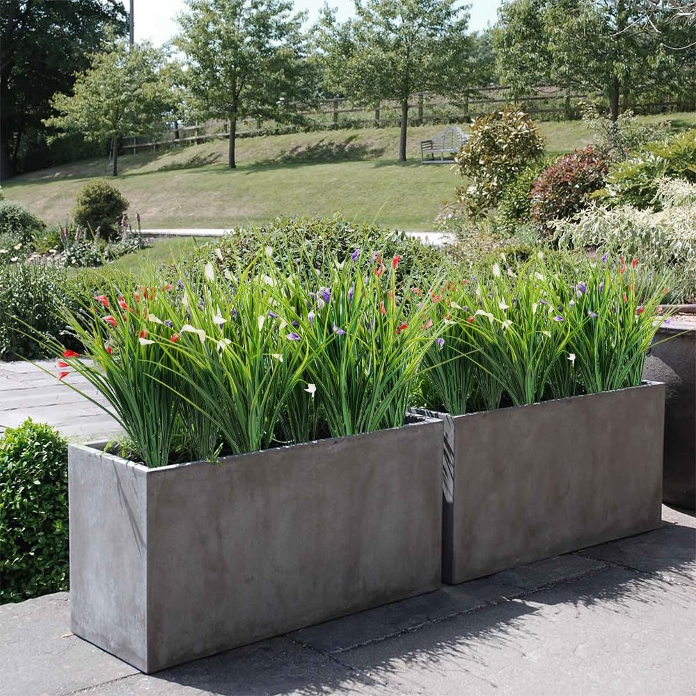 Artificial Plants 6PCS 27“ Fake Tall Onion Grass Faux Plant,Artificial Grass Greenery Shrubs Bushes for Garden Porch Window Box Shop Office Home Décor