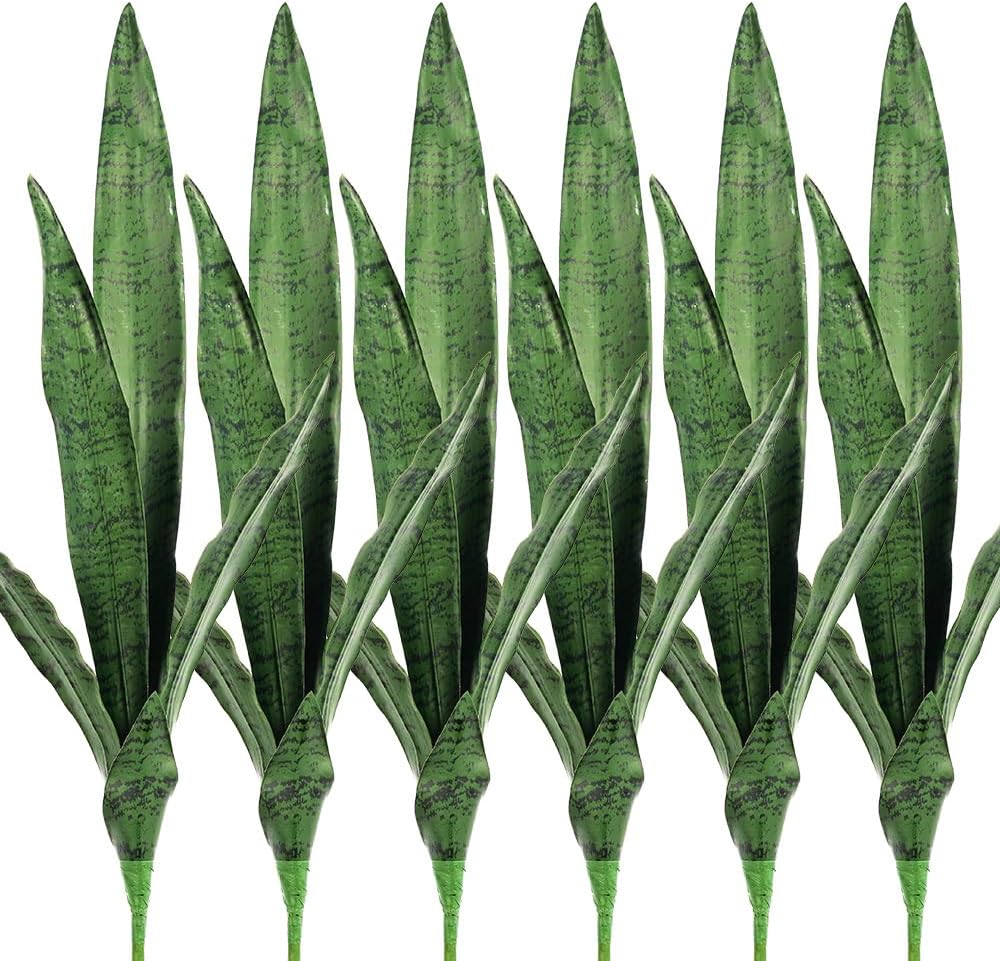 Artificial Plants 6PCS 27“ Fake Tall Onion Grass Faux Plant,Artificial Grass Greenery Shrubs Bushes for Garden Porch Window Box Shop Office Home Décor